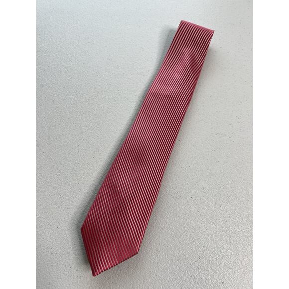 Esquire Pink and Gray Striped Pattern 100% Silk Slim Designer Tie NWT - Picture 3 of 7